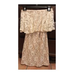 Strapless beige dress